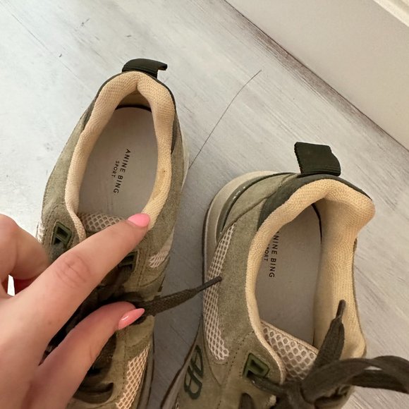Anine Bing Olive and Beige Sneakers - Picture 5 of 12